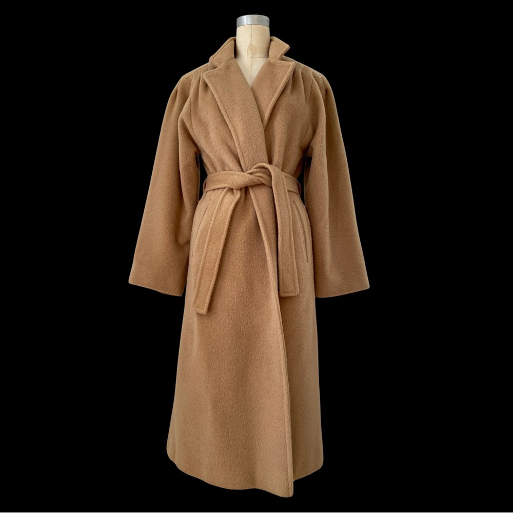 1970s Tan Wool Wrap Coat Forstmann